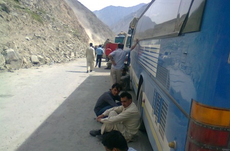 File photo: Passengers stranded on the KKH