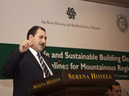 Islamabad: GB Provincial Minister Raja Azam Khan making a point during the workshop 