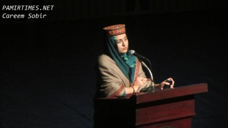 Islamabad: GB Tourism Minister, Sadia Danish, addressing the gathering as chief guest. Photo: Careem Sobir