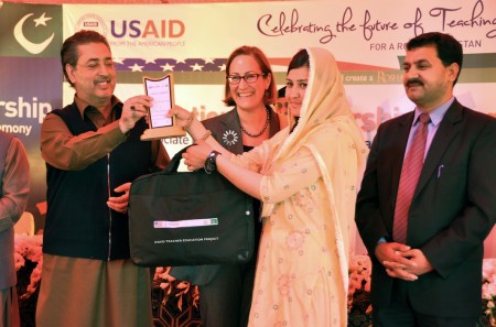 GB Chief Minister presenting a prize to one of the participants 