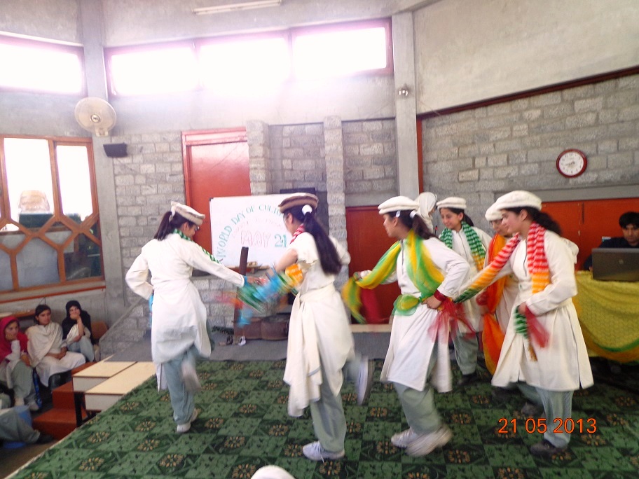Students performing Appisho Nutt. a traditional cultural dance from Hunza Valley