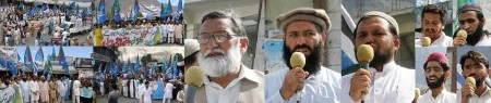 Mushtaq Ahmed Advocate, Naib Ameer, Jamaat-e Islami Gilgit-Baltistan, Kohistan and AJK, Moulana Abdul Sami and others addressing the protest rally in Gilgit. 