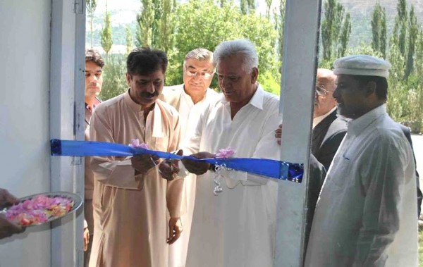 Wazir Baig, Speaker GBLA cuts the ribbon to inaugurate the Gems Center in Aliabad, Hunza.