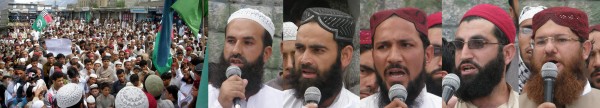 ASWJ leaders addressing a protest rally in Gilgit