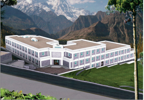 Santa Fe native Diana MacArthur is planning and funding a school for children in Pakistan’s remote Hunza Valley. An artist’s rendering of the proposed building shows the school surrounded by the peaks of the Himalayas. Courtesy Design Matrix