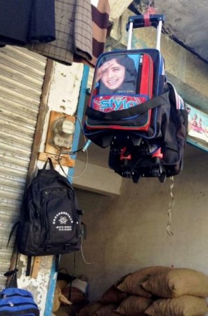 "The Malala Bag" hanging outside a shop in Gahkuch Bazar, Ghizer. Photo: Fauzia Wali Khan 