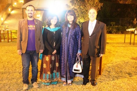 Mirza and Samina posing with guests at the reception. Photo: Suhail Ahmed 