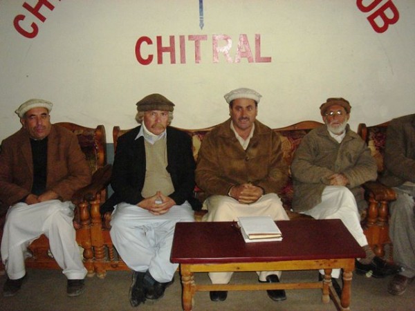 Locals addressing a press conference in Chitral 