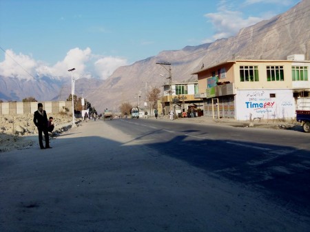 A road in Jutial area of Gilgit wears a deserted look 