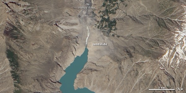 The Hunza River was dammed due to a mega landslide near Attabad on January 4, 2010.