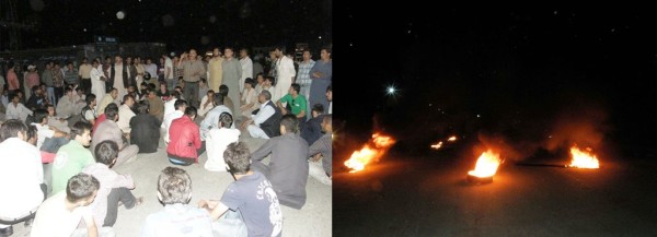 Zulfiqarabad: Protesters lit tyres and blocked the road 