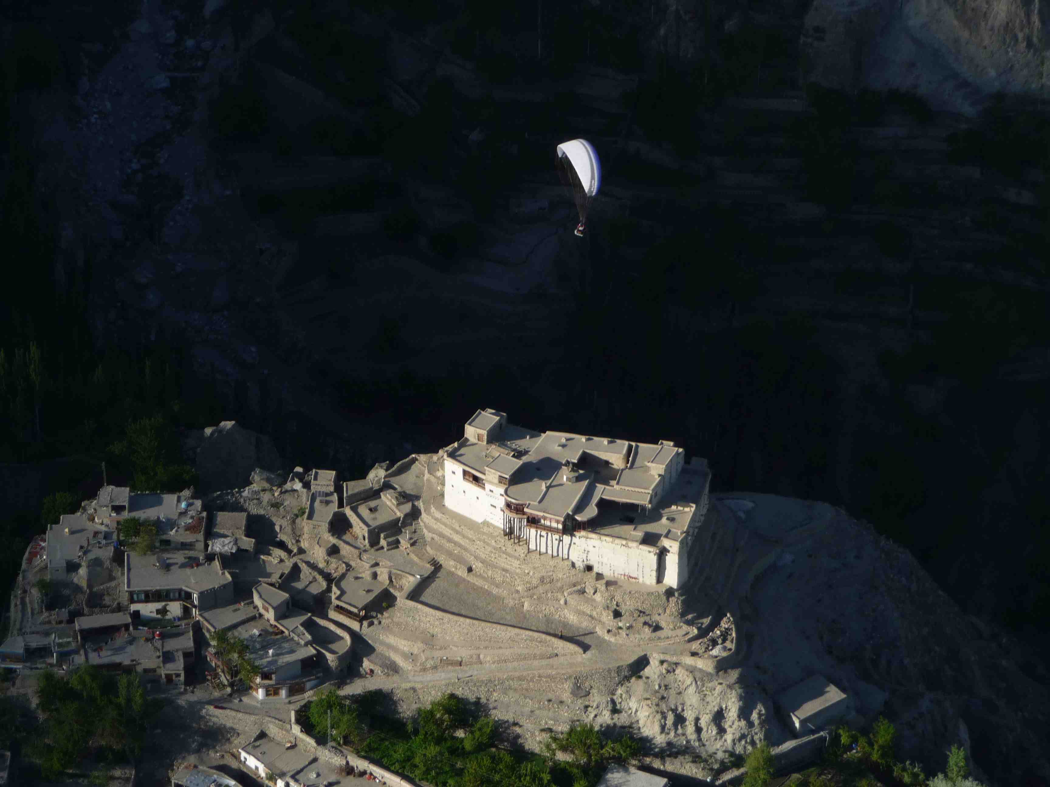 A rare aerial view of the fort captured by a para-glider 
