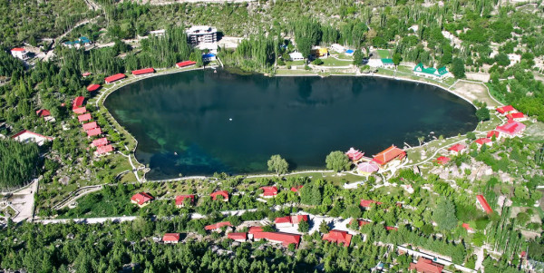 Aerial view of the Shangrila Lake Resort 