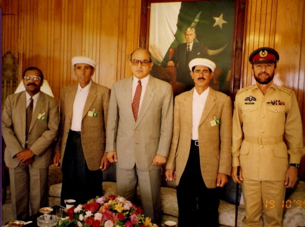 Rajab Shah,  Meherban Shah and Col (r) Sher Khan with President Farooq Laghari 