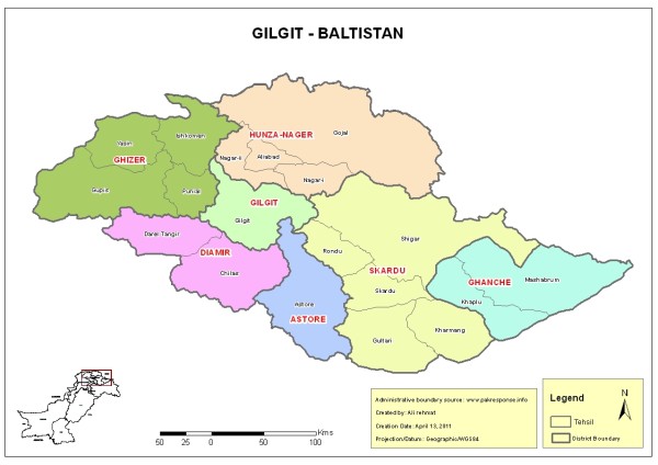 The administrative divisions in Gilgit-Baltistan 